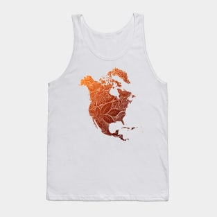 Colorful mandala art map of North America with text in brown and orange Tank Top